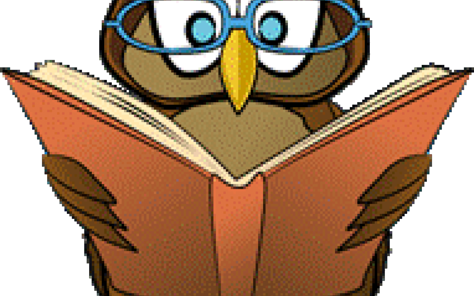 Comic-Eule mit aufgeschlagenem Buch