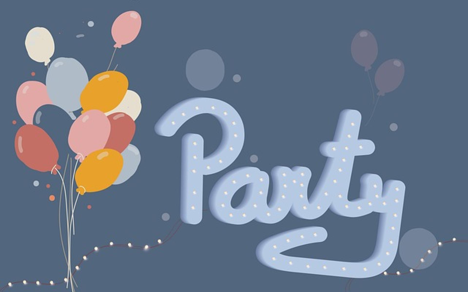 Luftballons und Schriftzug "Party"