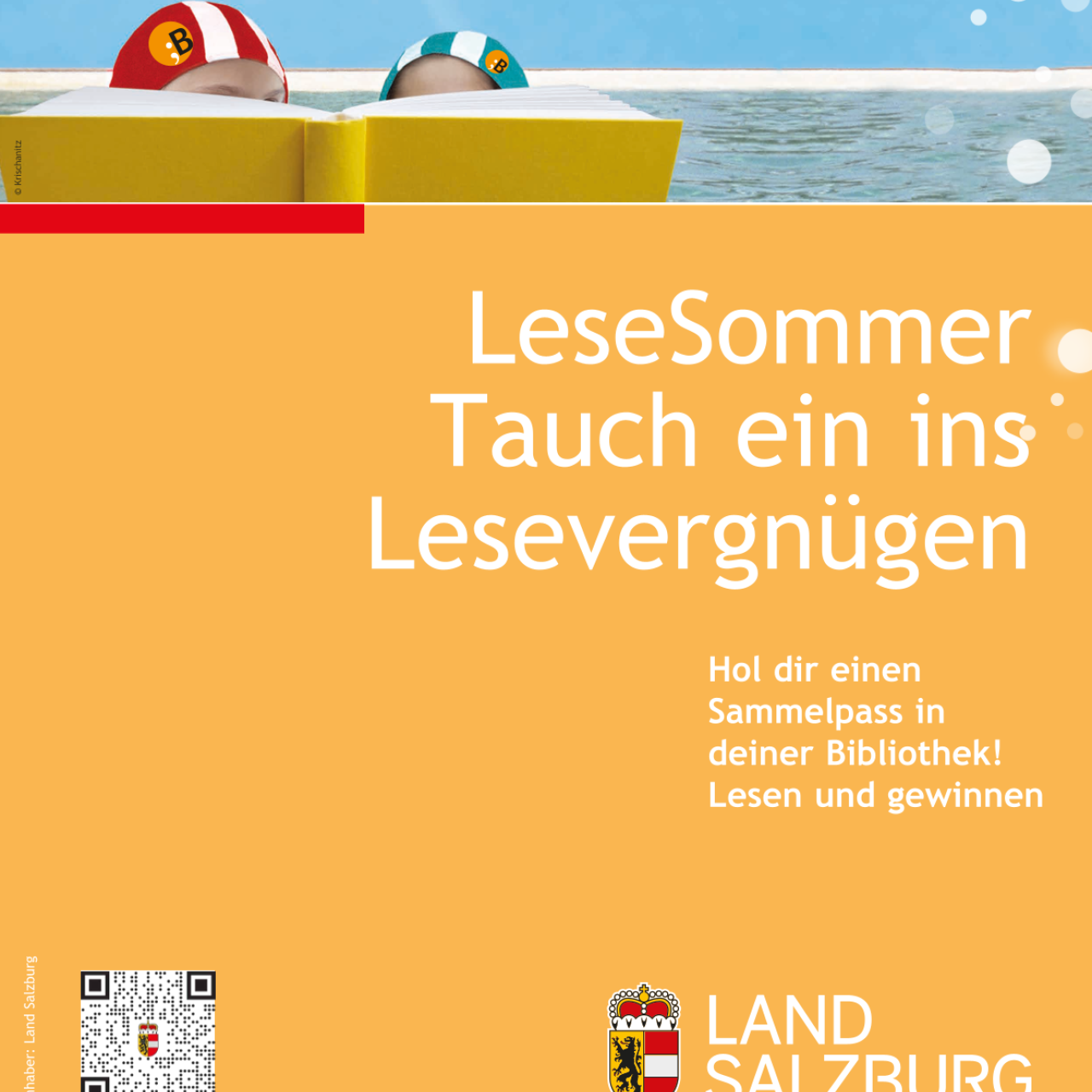 Plakat mit Wasserbecken und Aufschrift "LeseSommer"